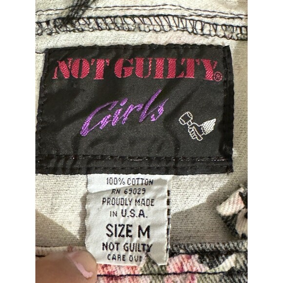 Vintage 80s Not Guilty Girls Floral Black Overalls Pants S/M READ MORE - Picture 4 of 11
